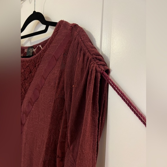 Free People Burgundy Lace Top, XS - Picture 4 of 6